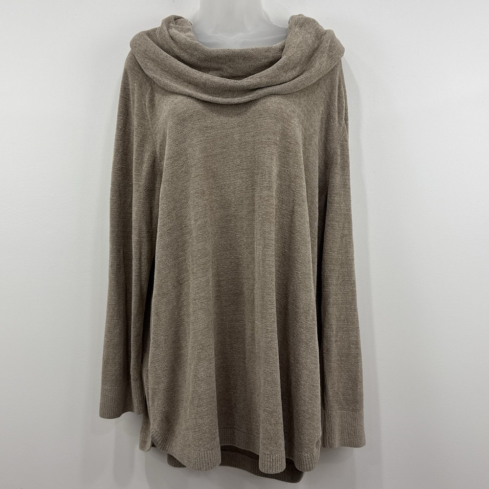 Barefoot Dreams Cozychic Ultra Lite Cowl Neck Sweater 2X Beige Comfort Lounge
